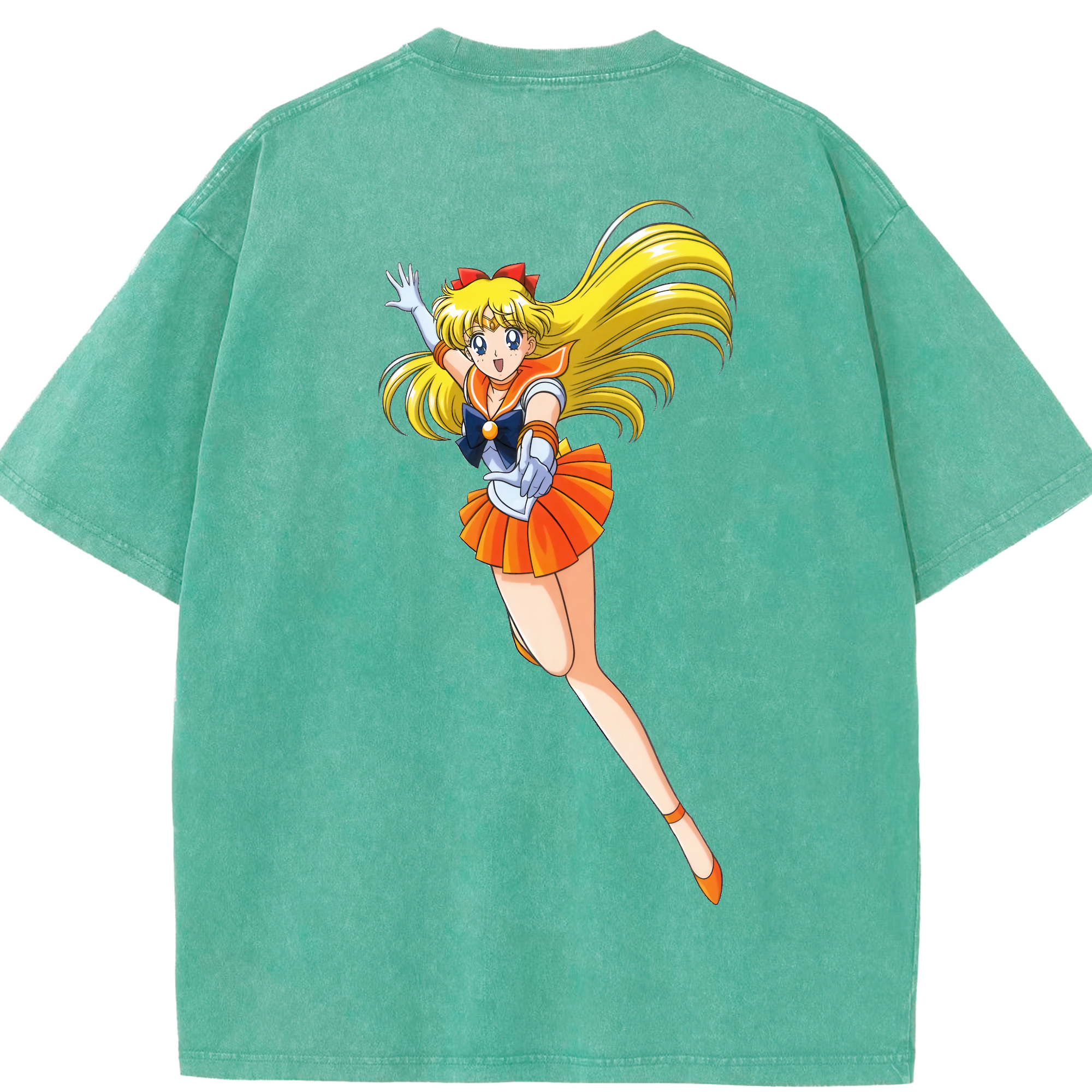 （画像用） 美少女戦士セーラームーン 愛野 美奈子 あいの みなこ Sailor Moon Aino Minako 綿100% ヴィンテージ風 半袖Tシャツ（背面プリント）